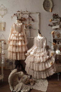 月庭原创设计 小杜丽3.0 纱质蛋糕裙摆Ver. 复古森系棉布连衣裙