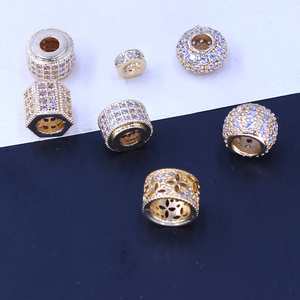 铜镀保色镶锆石镂空桶珠隔珠串珠散珠子手工diy制作手链项链材料