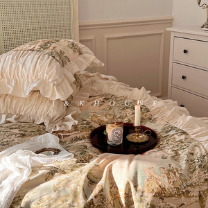Downton|法式复古床上四件套纯棉全棉奶油公主风床品床单被套床裙