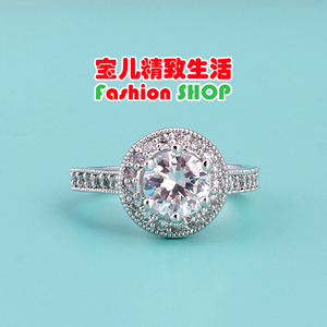 韩国进口饰品 网红款 六抓 一克拉 订婚结婚钻戒 钻石戒指