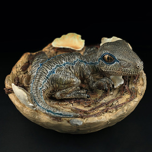 EDAGE迅猛龙布鲁蛋侏罗纪恐龙玩具蛋雕像静态可爱模型摆件中性
