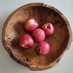 柚木水果盘实木果盘原木托盘侘寂风木头盘子木质木盘木盆复古餐具