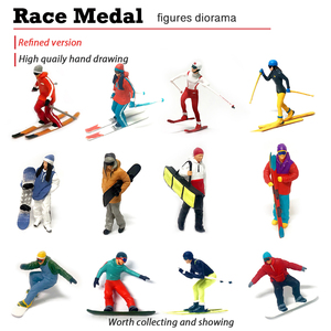 沙盘微拍模型玩具HO比例 1/87冰雪运动1/64滑雪 微缩模型手办摆件