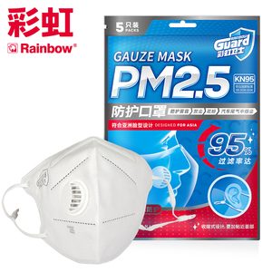 彩虹卫士KN95口罩防尘防霾透气防护飞沫PM2.5一次性成人学生口罩