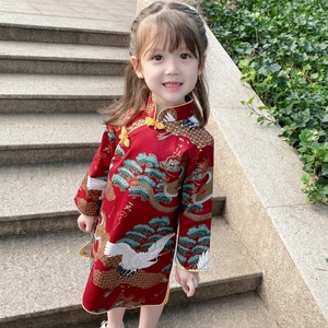 儿童旗袍秋冬季女童拜年服宝宝中国风连衣裙宝宝中式礼服童装汉服
