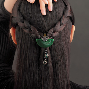古风绿色V形发夹头饰复古古典中国风马尾边夹发卡抓夹中式发饰女