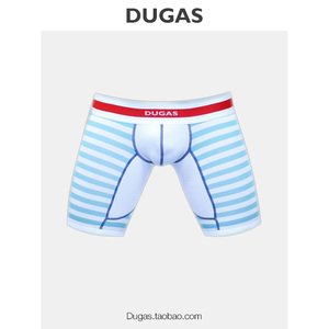 日本DUGAS蓝白条纹龙图案平脚长款长腿高端男内裤