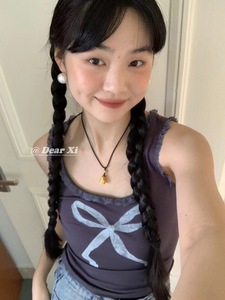 几多芝CHELCHEL 折纸蕾丝蝴蝶机双肩带背心弹力打底背心0226#