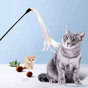 流苏反光彩带彩色响纸逗猫棒带铃铛猫玩具斗猫棒自嗨宠物逗猫用品