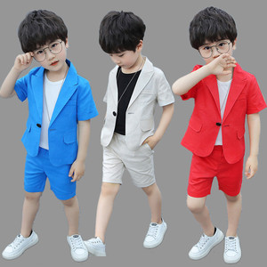 夏季儿童短袖西服套装韩版新款宝宝薄款男童小西装花童礼服演出服