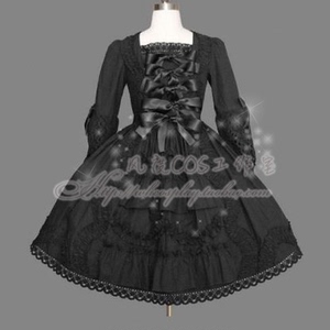 Lolita宫廷洋装 连身长袖短裙 蛋糕裙 全棉 送钢纱裙撑 可定做