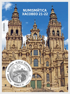 西班牙2022年钱币学/世界遗产—圣地亚哥朝圣之路邮票小型张