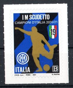 意大利2021年国际米兰获得2020/2021赛季意甲足球联赛冠军邮票1全