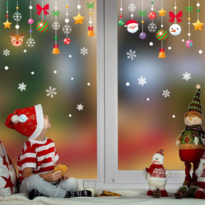 圣诞跨境新款窗花贴纸亚马逊爆款圣诞老人麋鹿玻璃橱窗装饰静电贴