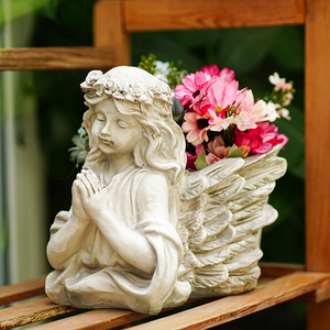 复古天使创意桌面花盆欧式家居工艺品绿植多肉盆栽人物雕像摆件