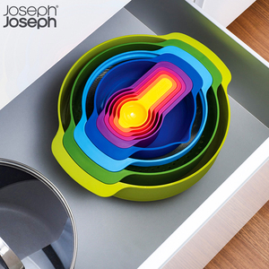英国Joseph彩虹盆9件套烘焙碗量勺沥水篮洗菜盆姜妍同款彩虹套碗