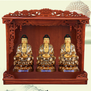三圣佛龛新中式立柜实木神台柜菩萨佛像橱柜神龛壁挂供桌香案家用