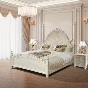 法式复古双人床美式实木雕花公主床1.8米欧式宫廷风格床2米床婚床
