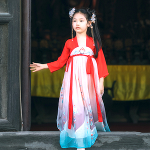 女童汉服春秋儿童齐腰襦裙宝宝古装连衣裙小女孩超仙中国风裙子夏