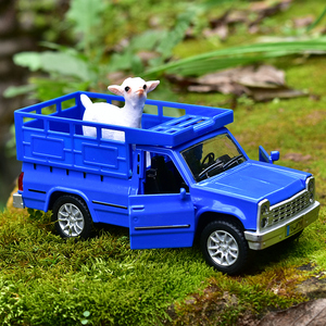 皮卡车动物运输车仿真合金汽车模型儿童玩具发声发光回力男孩工程