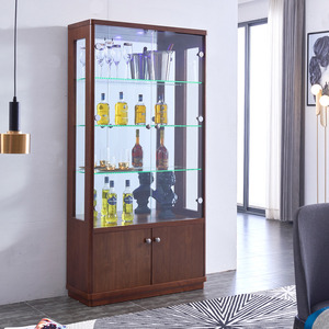 酒柜现代简约客厅靠墙红酒柜带锁玻璃展示柜装饰品柜新中式家具