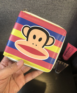 2023新款 出口欧美猴子图案彩色条纹卡包钱包零钱包小巧可爱