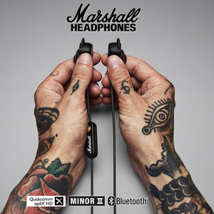 马歇尔MARSHALL MINOR II 摇滚重低音运动apt-X发烧蓝牙半入耳机