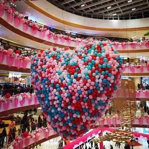 爱心形下落网气球雨商场活动人气互动求婚惊喜创意告白气球网兜