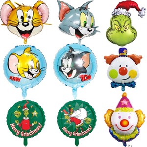 猫和老鼠汤姆杰瑞小丑怪杰造型铝膜气球儿童生日派对装饰玩具气球