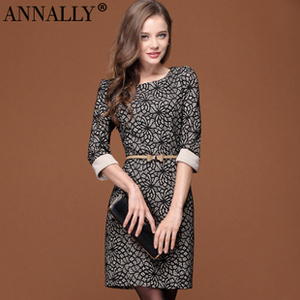 Annally2013春装新款 时尚复合蕾丝连衣裙 气质修身短裙子D354