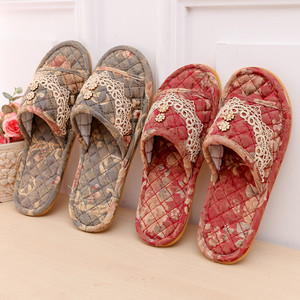 包邮欧式棉麻布艺家用拖鞋夏季室内男女情侣防滑木地板美容院拖鞋