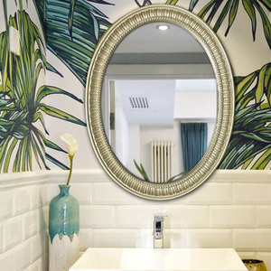 简约椭圆浴室镜壁挂卫浴镜卫生间镜子欧式镜框理发店美容院装饰镜