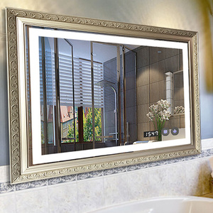 现代智能LED浴室镜防雾卫浴镜子带灯壁挂卫生间镜子玻璃镜有框