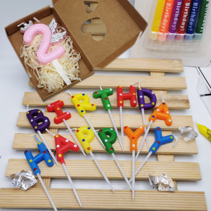 波点字母蜡烛HAPPYBIRTHDAY生日快乐蛋糕装饰天使数字儿童派对