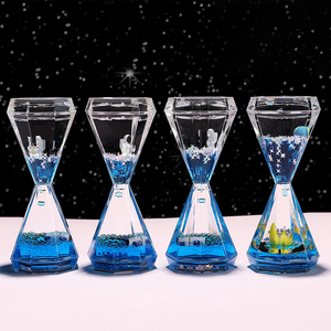 八角形蔚蓝海洋太空宇航员亚克力油滴沙漏创意液体计时器生日礼物