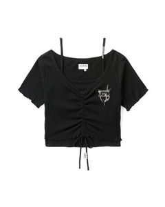 流星国内代购 MUSIUM DIV 23春女装短款抽绳两件套短袖T恤00118XK