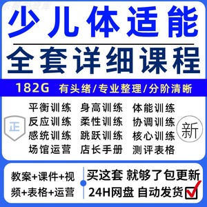 幼少儿童体适能教案训练课程青少年体能教学体系培训感统课件视频