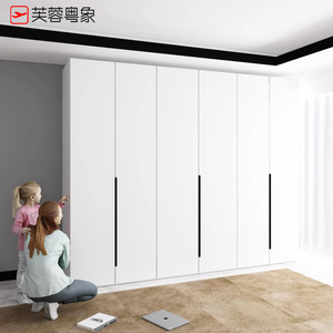 现代简约网红衣柜卧室家用一门到顶实木玻璃白色四五开门组合定制
