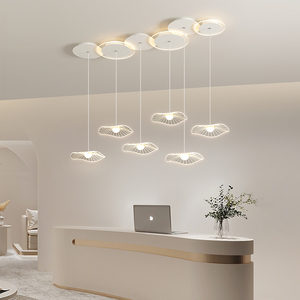 餐厅吊灯现代简约LED办公室前台灯轻奢创意个性荷叶吧台收银台灯