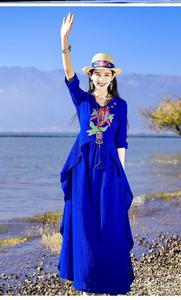 民族风连衣裙女新疆旅游穿搭旅游拍照好看的裙子青海草原服装度假