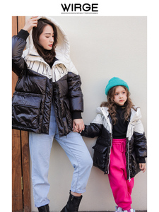 韦氏亲子装儿童羽绒服男女童宝宝面包服加厚中长款冬季韩版中大童