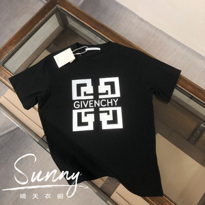 Givenchy/纪梵希夏季休闲短袖T恤新款四宫格印花logo男女宽松T恤