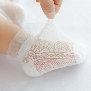 0-1-2-3岁夏季短袜新品女宝宝冰丝纯棉袜女童网眼透气婴儿童袜子