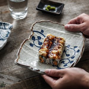 日式半月盘超大寿司盘家用青菜盘寿司拼盘铺冰盘沙拉饭盘和风餐具