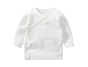 纯色和尚服新生婴儿白色开衫男女宝宝春秋冬长袖上衣双层护肚内衣