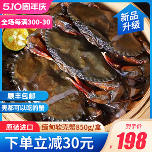 缅甸软壳蟹原装进口青蟹850g/盒9-10只冷冻螃蟹梭子蟹顺丰包邮
