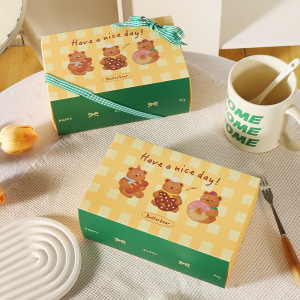 ins新款绿豆糕小熊包装甜品蛋黄酥礼盒烘焙点心冰糕绿色打包盒