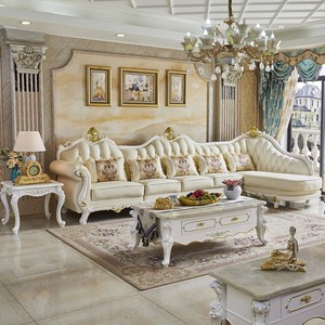 欧式真皮转角沙发实木雕花L型贵妃沙发客厅大小户型高端美式轻奢