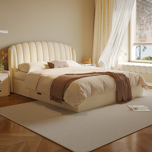 木月高箱床小户型省空间收纳床软包婚床法式奶油风气动箱式储物床
