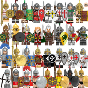 中古代城堡骑士罗马军团士兵十字军事积木拼插玩具小颗粒兼容乐高